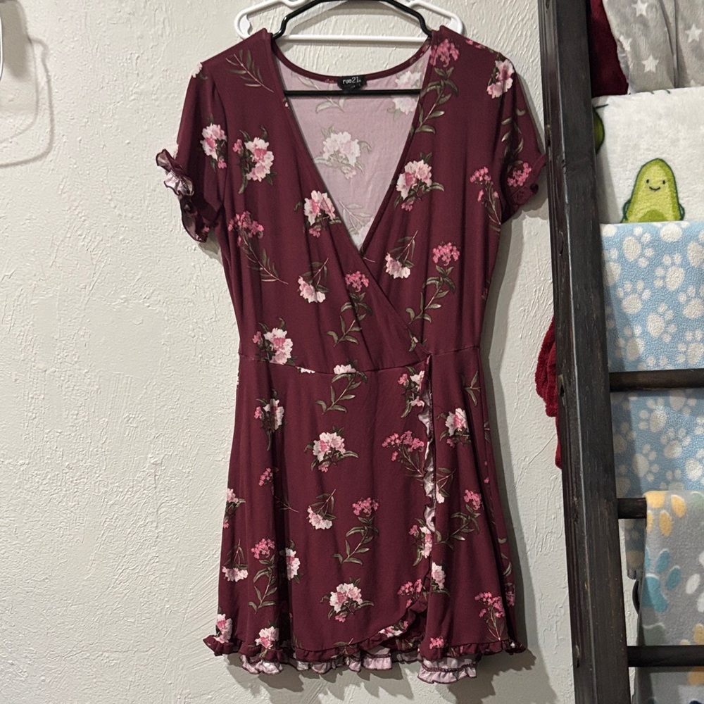 Rue21 Burgundy Floral Mini Dress